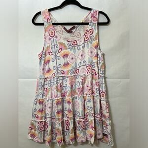 Matilda Jane Floral Tank Women’s Size M Pink Breathe Deeply Ruffle Tiered Blouse